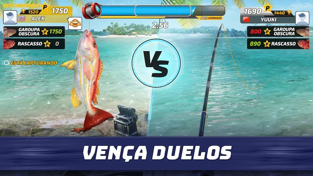 Fishing Clash: duelo contra Yuuki com 2:56 no relógio e uma garoupa obscura a ser recolhida