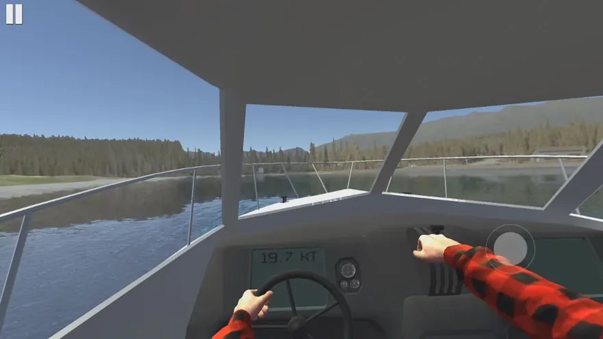 Ultimate Fishing Simulator: cabine do barco com o painel a marcar 19.7 nós